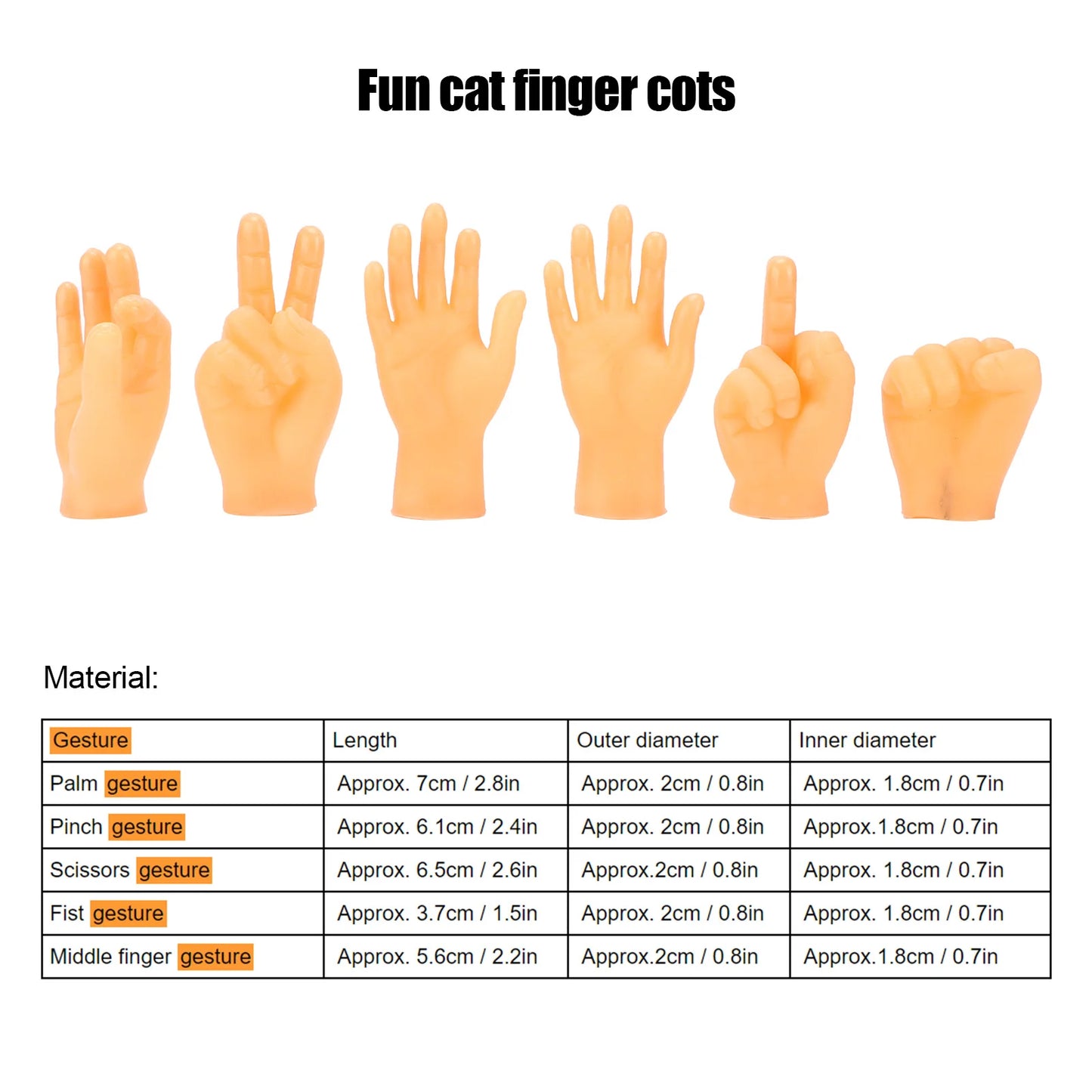 Soft Multi- Shape Small Hand Model Finger Cots for Cat Massage Finger Cots Set Finger Puppet