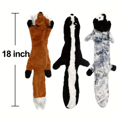 5pcs Deluxe Pet Toy Set - Soft, Durable, Plush Squeaky Dog Chew Toys with No Stuffing - Ideal for Medium and Large Dogs, 24-Inch Assortment of Squirrel, Raccoon, Fox, Skunk, and Penguin Designs