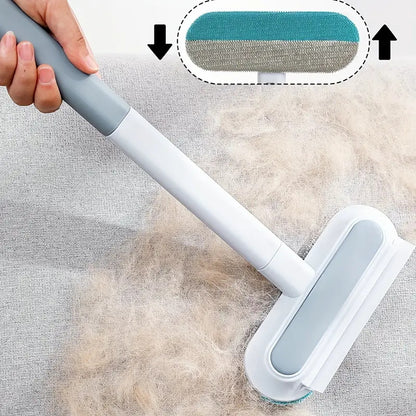 Double-sided Pet Hair Removal Brush, 3 In 1 Pet Hair Remover With Scraper And Crevice Brush, Long Handle Manual Electrostatic Sticky Lint Pet Hair Dust Brush, Carpet Pet Dog Cat Hair Remover Brush, For Clothing, Sofa, Furniture, Bedding, Carpet