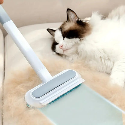 Double-sided Pet Hair Removal Brush, 3 In 1 Pet Hair Remover With Scraper And Crevice Brush, Long Handle Manual Electrostatic Sticky Lint Pet Hair Dust Brush, Carpet Pet Dog Cat Hair Remover Brush, For Clothing, Sofa, Furniture, Bedding, Carpet