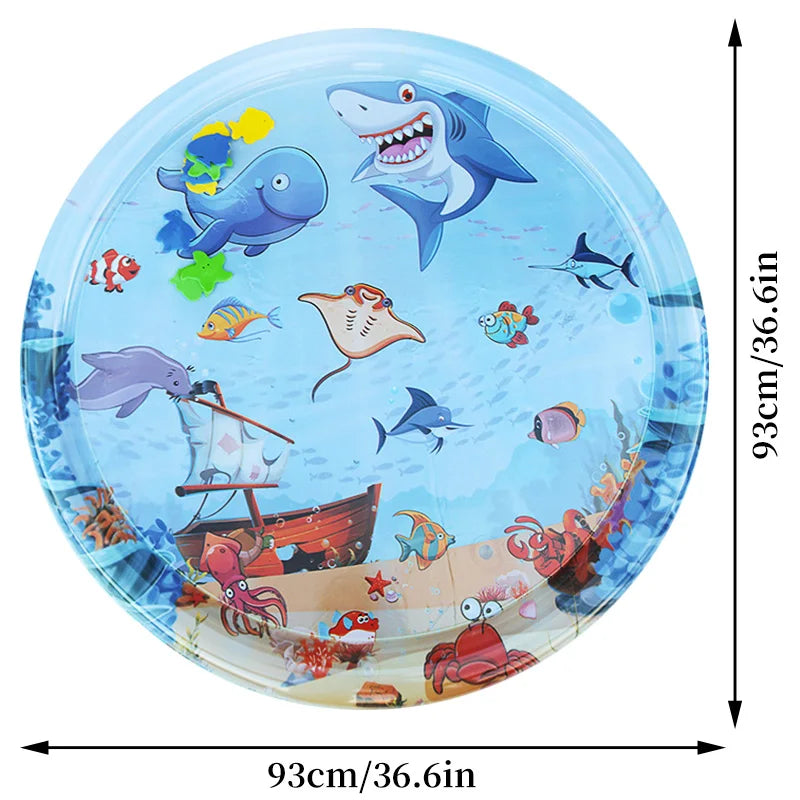 Water-Filled Pet Cooling Mat with Animal Design, Playful Interactive Cat & Dog Bed Pad, Non-Toxic Round Plastic Cool Pet Bed for All Seasons, Suitable for All Breeds