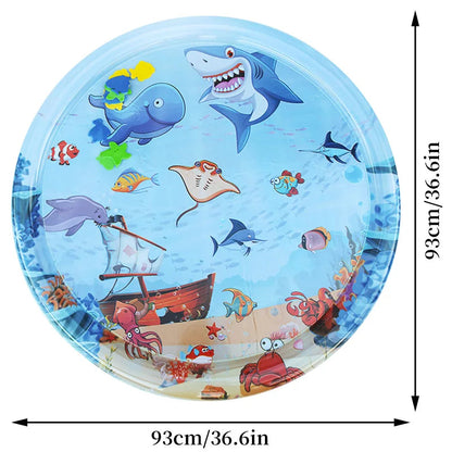 Water-Filled Pet Cooling Mat with Animal Design, Playful Interactive Cat & Dog Bed Pad, Non-Toxic Round Plastic Cool Pet Bed for All Seasons, Suitable for All Breeds