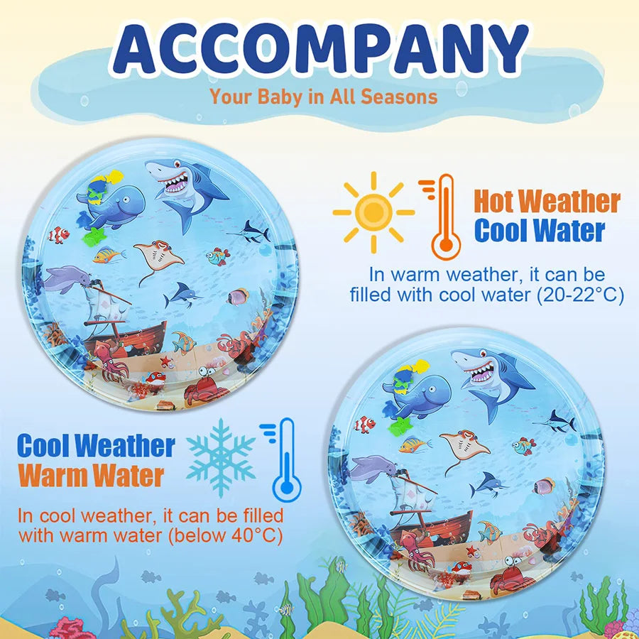 Water-Filled Pet Cooling Mat with Animal Design, Playful Interactive Cat & Dog Bed Pad, Non-Toxic Round Plastic Cool Pet Bed for All Seasons, Suitable for All Breeds