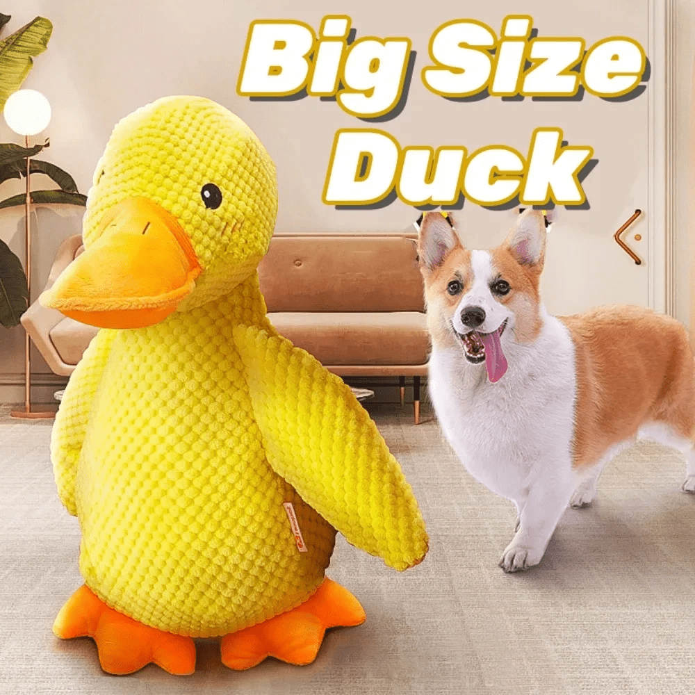 1pc Adorable Duck-Shaped Plush Grinding Teeth Squeaky Toy - Interactive Chewing Supply for All Breed Sizes - Soft Cartoon Design, Uncharged, Perfect for Dogs Dental Health and Entertainment