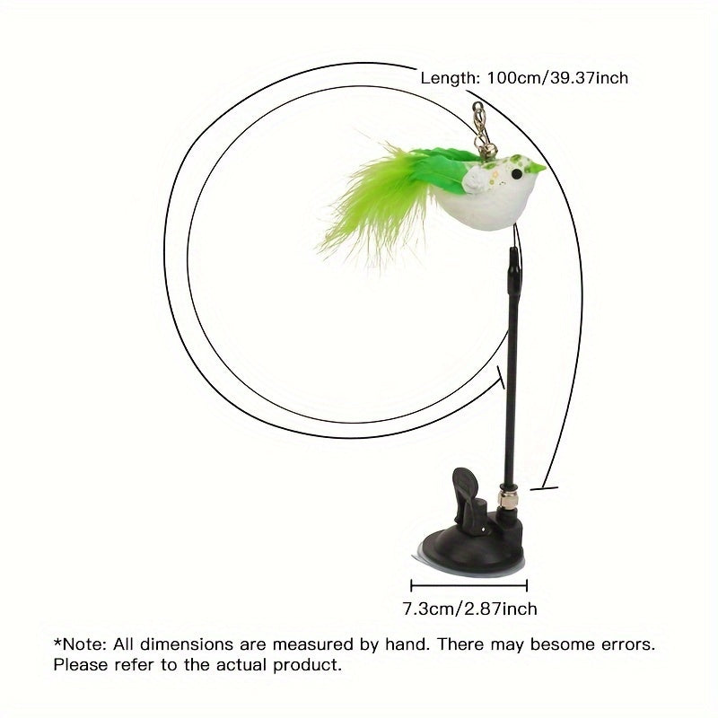 1pc Interactive Feather Teaser Toy - Entertaining Wire Stick with Suction Cup for Cats, Fun and Engaging Playtime, Durable Construction, Easy to Use and Store