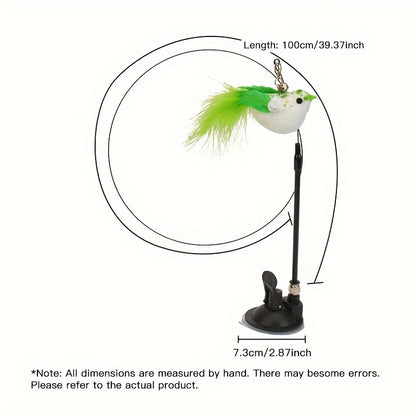 1pc Interactive Feather Teaser Toy - Entertaining Wire Stick with Suction Cup for Cats, Fun and Engaging Playtime, Durable Construction, Easy to Use and Store