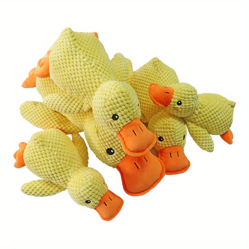 1pc Adorable Duck-Shaped Plush Grinding Teeth Squeaky Toy - Interactive Chewing Supply for All Breed Sizes - Soft Cartoon Design, Uncharged, Perfect for Dogs Dental Health and Entertainment