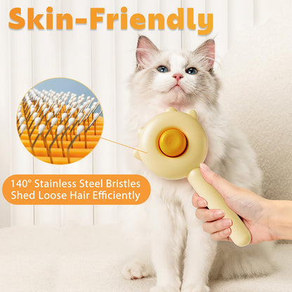 Cat and Dog Shedding Brush with Self-Cleaning Release Button - Grooming Tool for Indoor Cats and Dogs, Pet Hair Remover Comb, Shedding Brush Kit for Pets, Essential Pet Supplies for Fur and Hair Removal