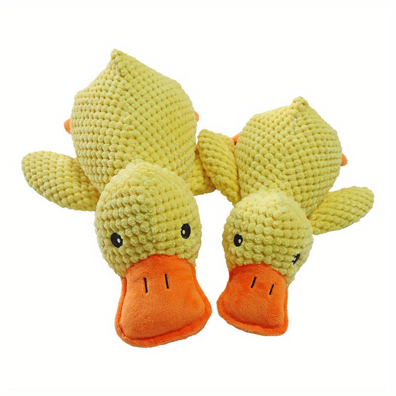 1pc Adorable Duck-Shaped Plush Grinding Teeth Squeaky Toy - Interactive Chewing Supply for All Breed Sizes - Soft Cartoon Design, Uncharged, Perfect for Dogs Dental Health and Entertainment